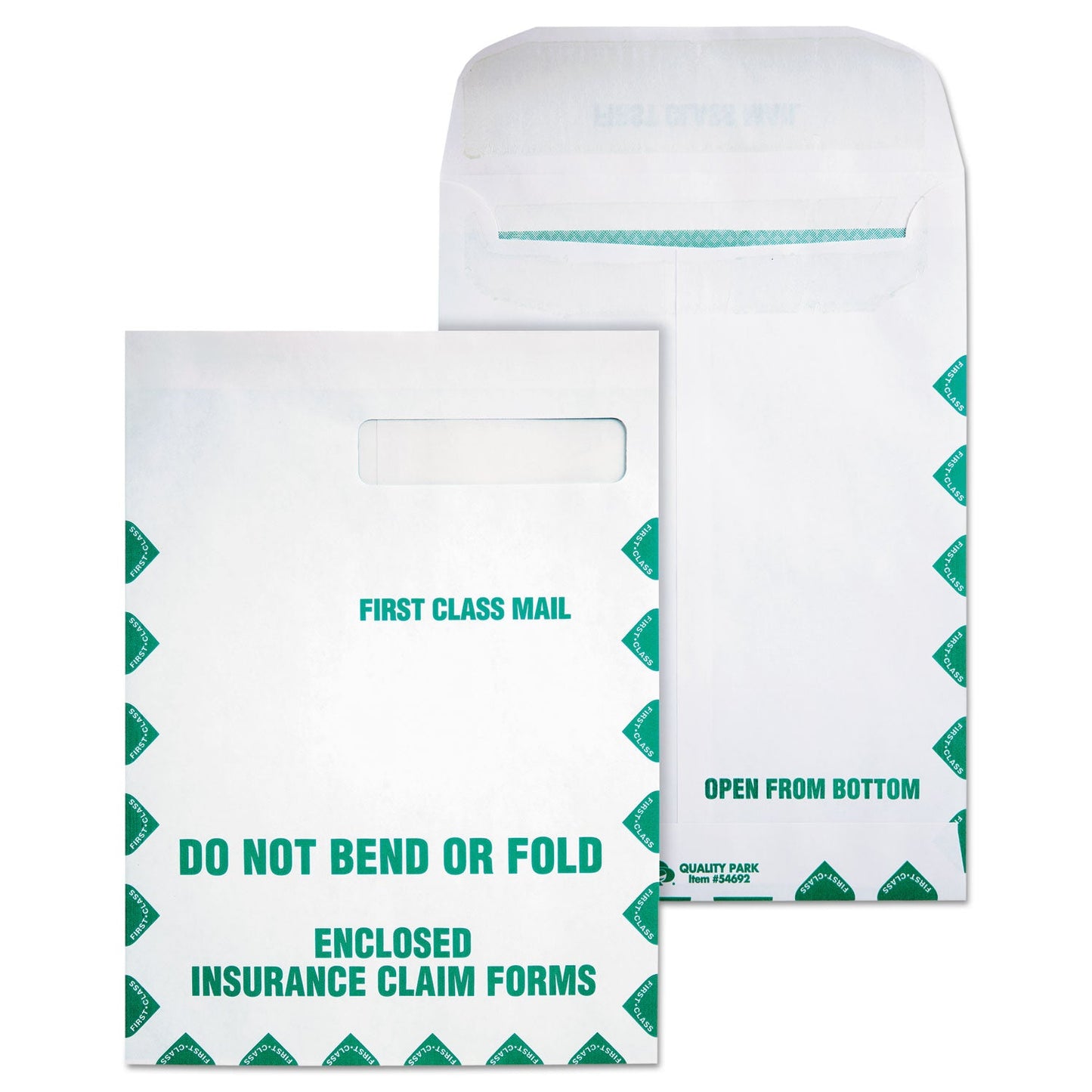 Quality Park Redi-Seal Insurance Claim Form Envelope, Cheese Blade Flap, Redi-Seal Adhesive Closure, 9 x 12.5, White, 100/Box