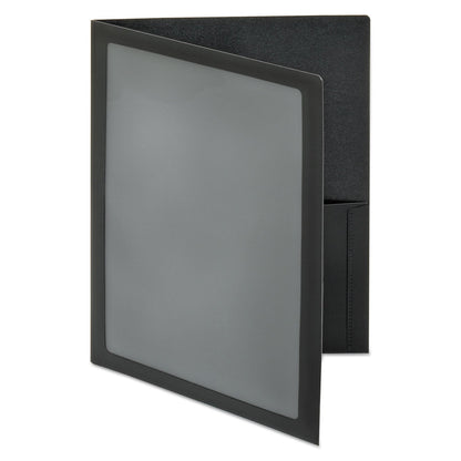 Oxford ViewFolio Polypropylene Portfolio, 100-Sheet Capacity, 11 x 8.5, Clear/Black