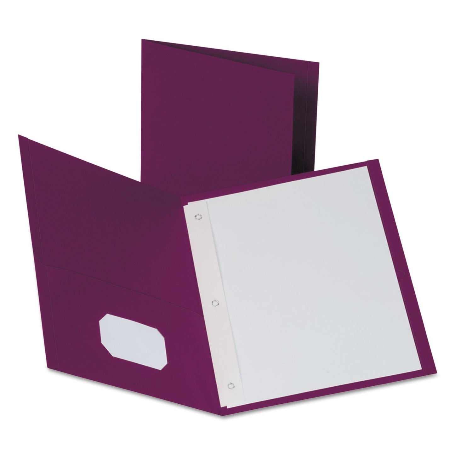 Oxford Twin-Pocket Folders with 3 Fasteners, 0.5" Capacity, 11 x 8.5, Burgundy, 25/Box