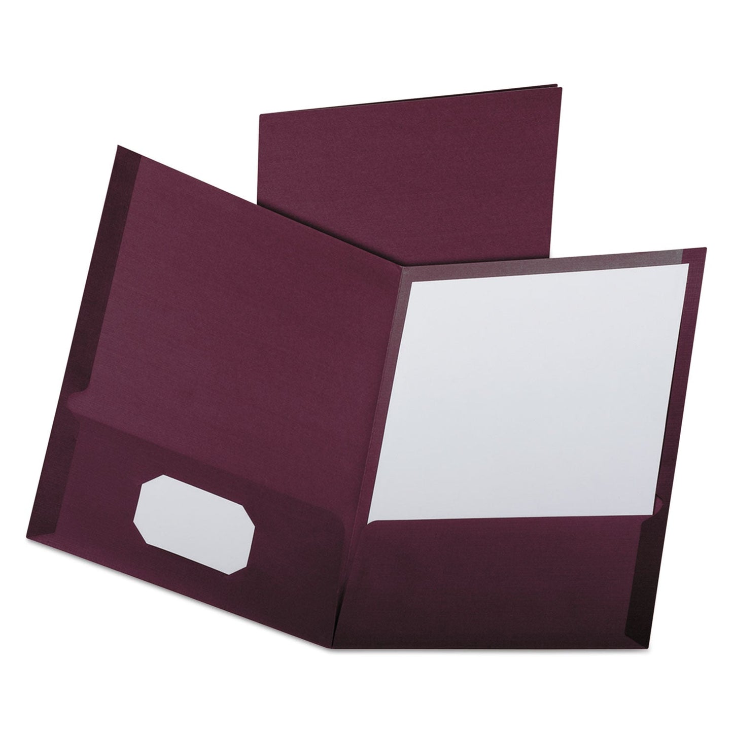 Oxford Linen Finish Twin Pocket Folders, 100-Sheet Capacity, 11 x 8.5, Burgundy, 25/Box