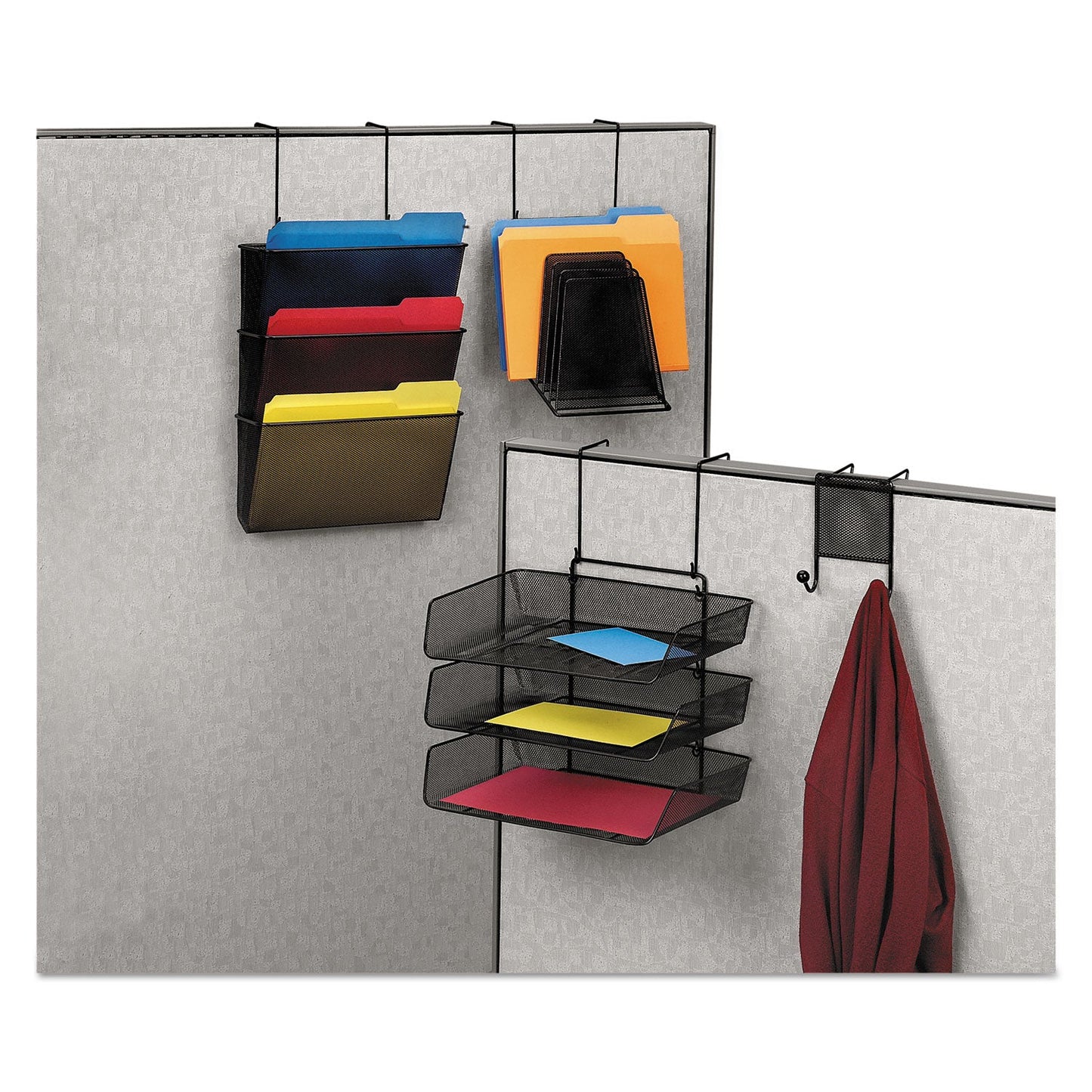 Fellowes Mesh Partition Additions Six-Step File Organizer, 7.5 x 10.63 x 17, Over-the-Panel/Wall Mount, Black