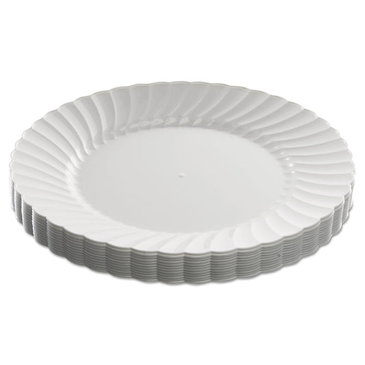 WNA Classicware Plastic Dinnerware Plates, 9" dia, White, 12/Pack