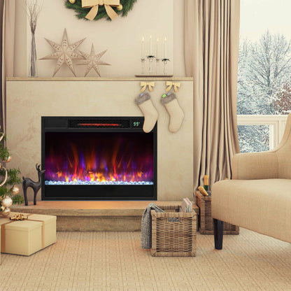 23 Inch 1500W Recessed Electric Fireplace Insert with Remote Control