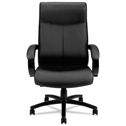 HON Validate Big and Tall Leather Chair, Supports Up to 450 lb, 18.75" to 21.5" Seat Height, Black