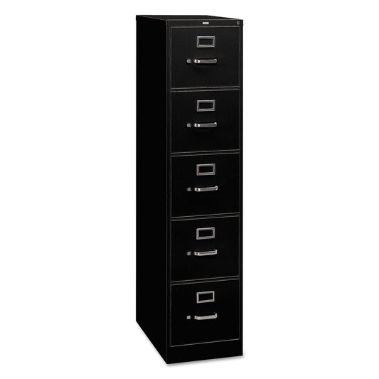 HON 310 Series Vertical File, 5 Legal-Size File Drawers, Black, 18.25" x 26.5" x 60"
