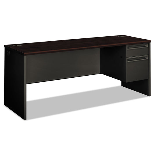 HON 38000 Series Right Pedestal Credenza, 72w x 24d x 29.5h, Mahogany/Charcoal