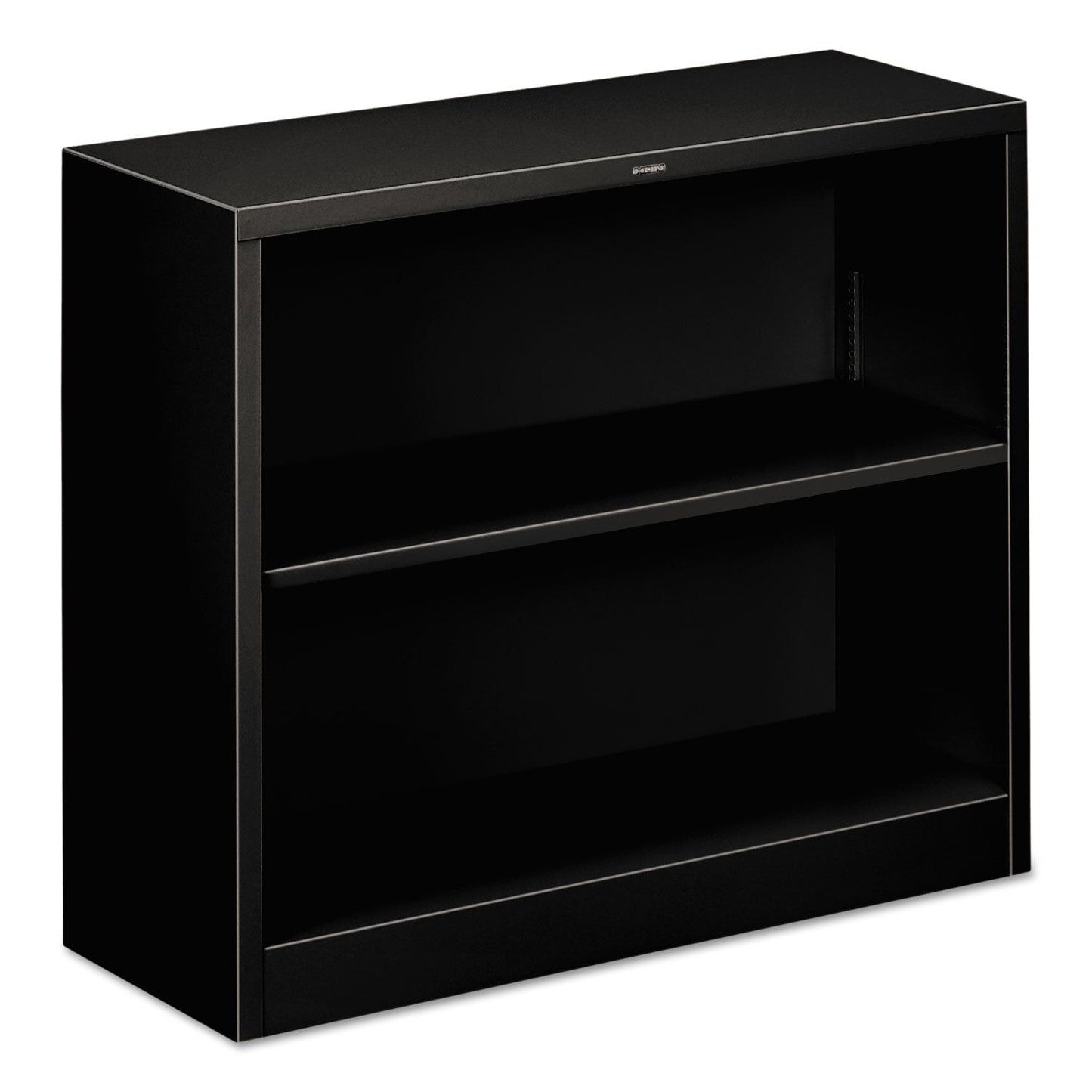 HON Metal Bookcase, Two-Shelf, 34.5w x 12.63d x 29h, Black