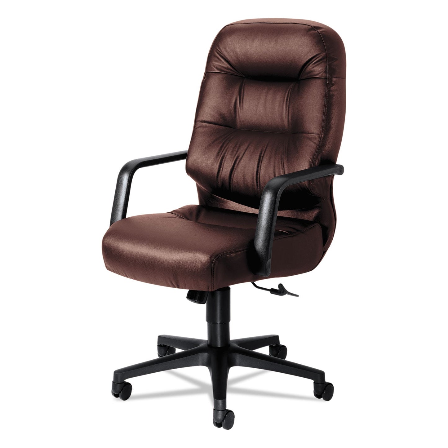 HON Pillow-Soft 2090 Series Executive High-Back Swivel/Tilt Chair, Supports 300 lb, 16.75" to 21.25" Seat, Burgundy, Black Base