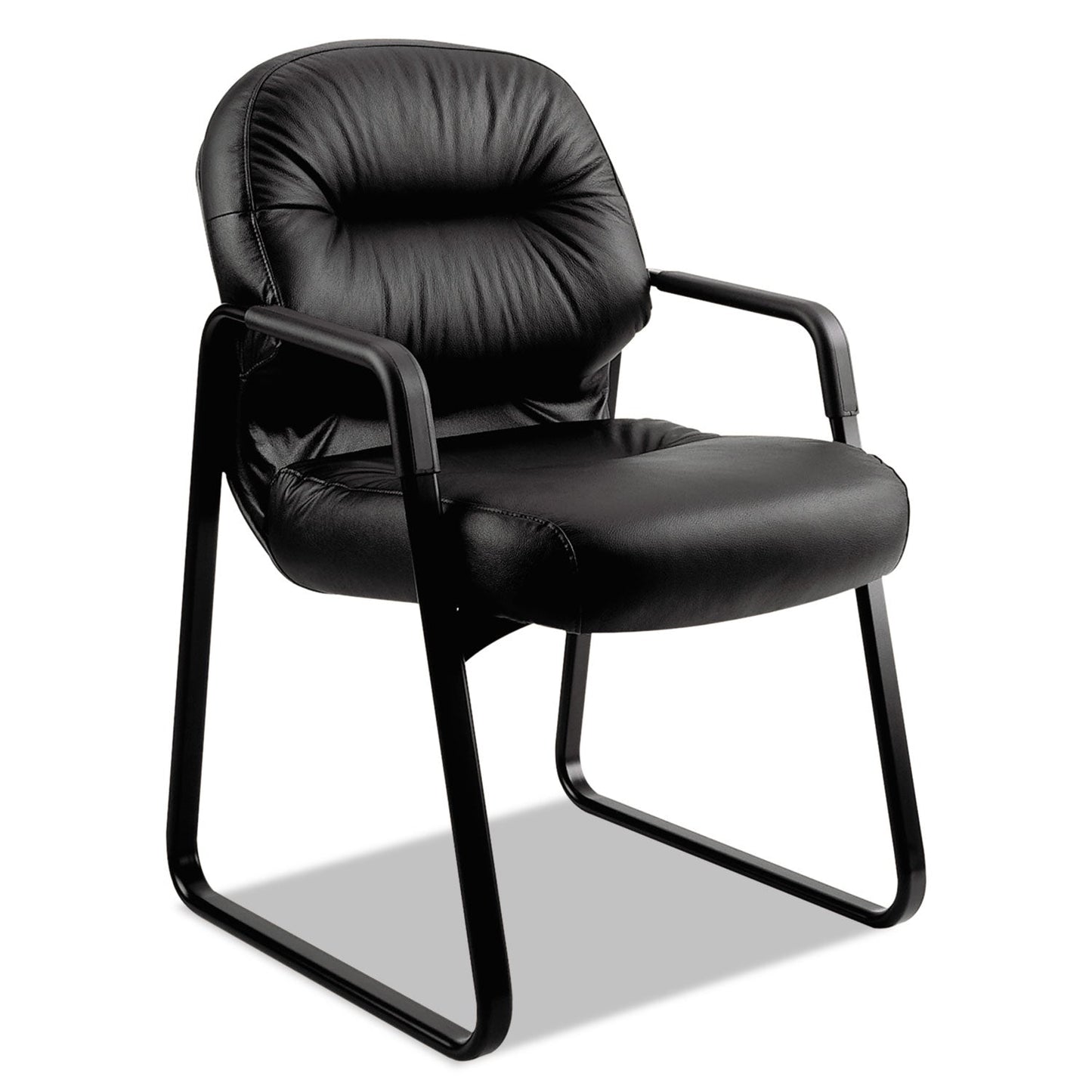 HON Pillow-Soft 2090 Series Guest Arm Chair, Leather, 31.25" x 35.75" x 36", Black