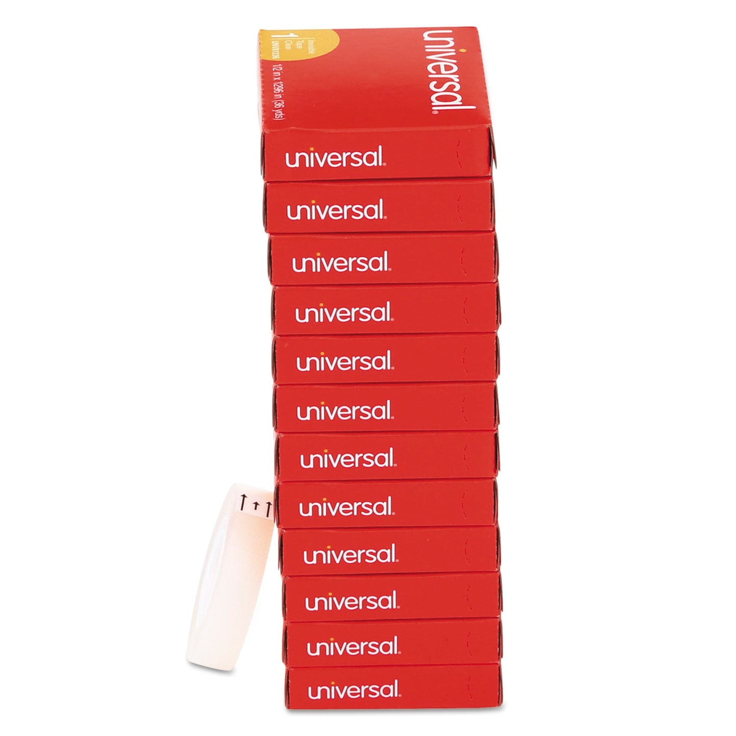 Universal Invisible Tape, 1" Core, 0.5" x 36 yds, Clear, 12/Pack