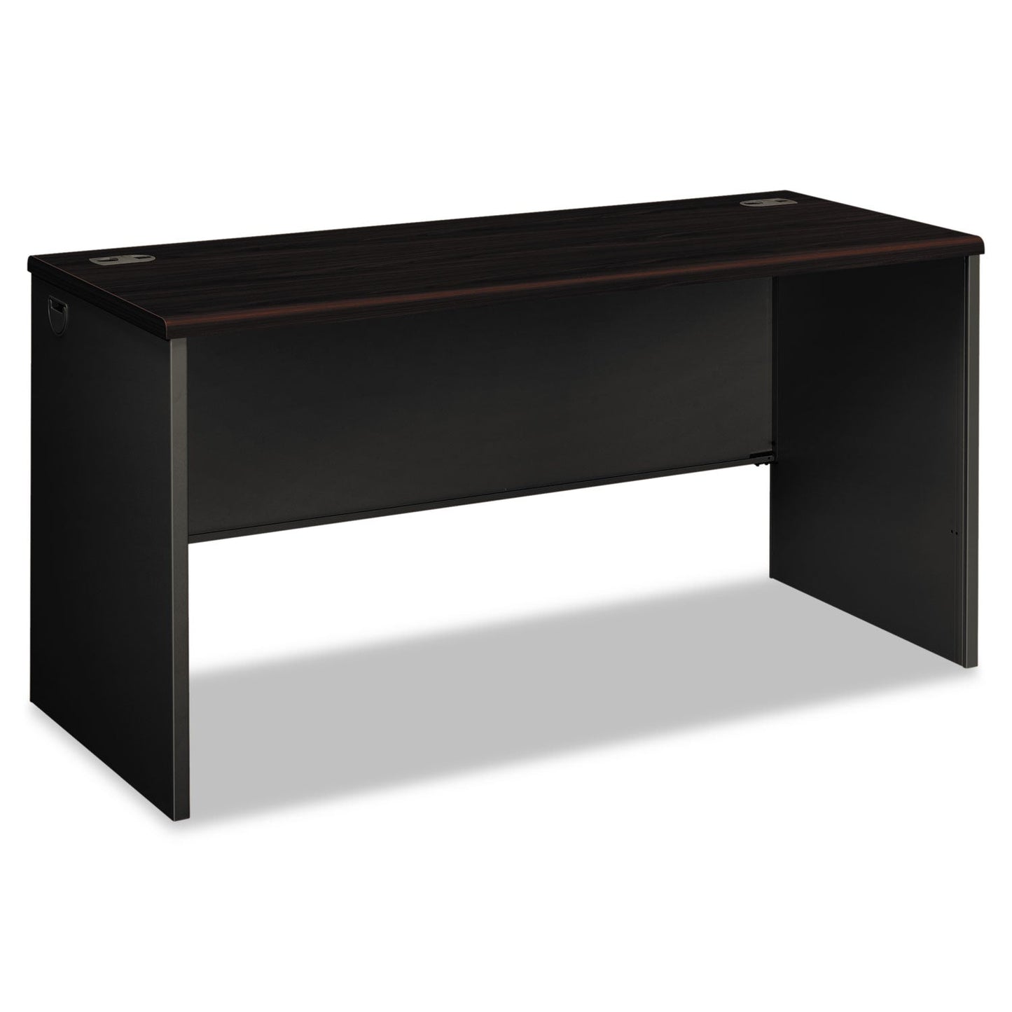 HON 38000 Series Desk Shell, 60w x 24d x 29.5h, Mahogany/Charcoal