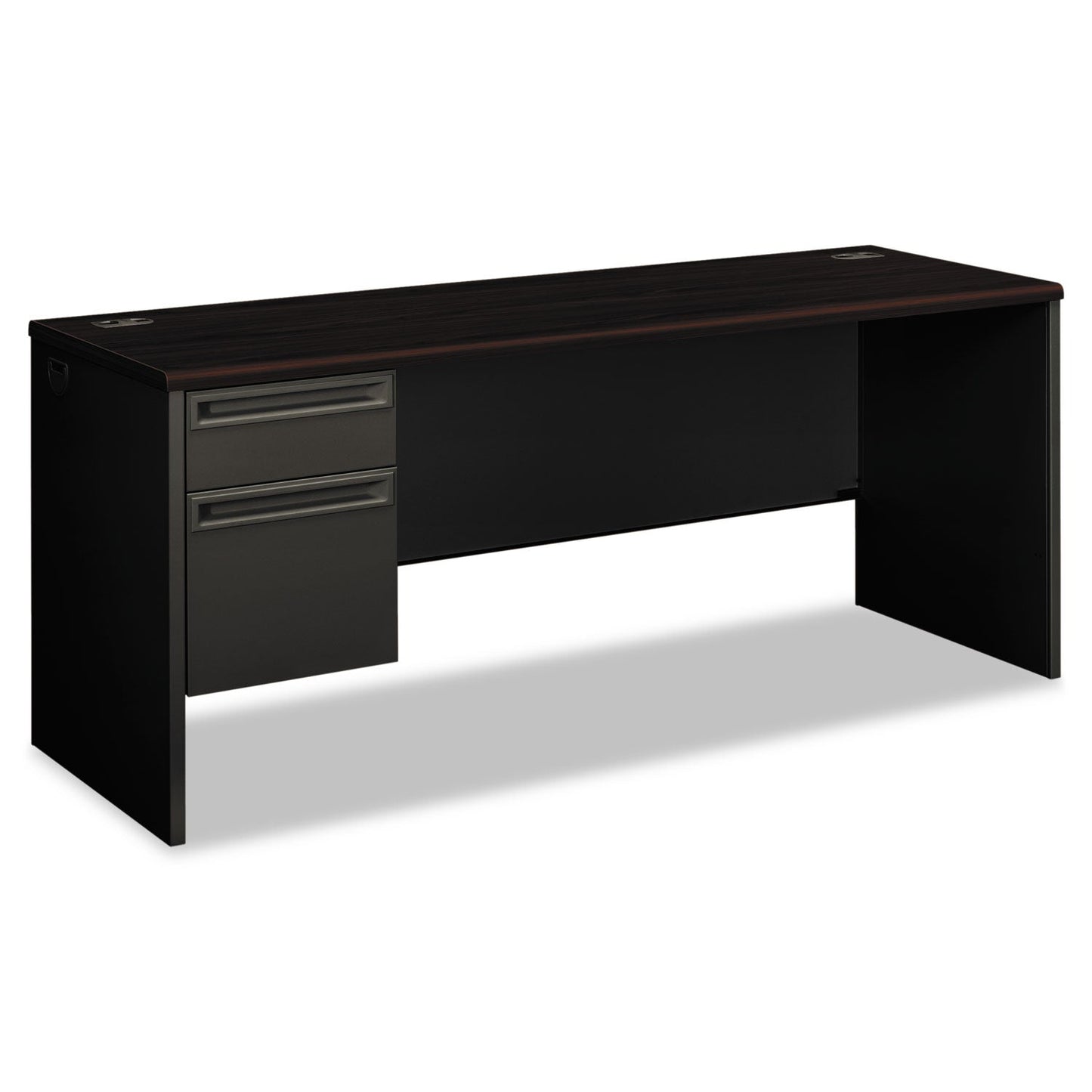 HON 38000 Series Left Pedestal Credenza, 72w x 24d x 29.5h, Mahogany/Charcoal