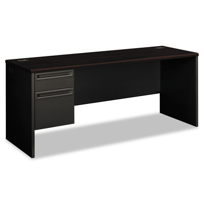 HON 38000 Series Left Pedestal Credenza, 72w x 24d x 29.5h, Mahogany/Charcoal