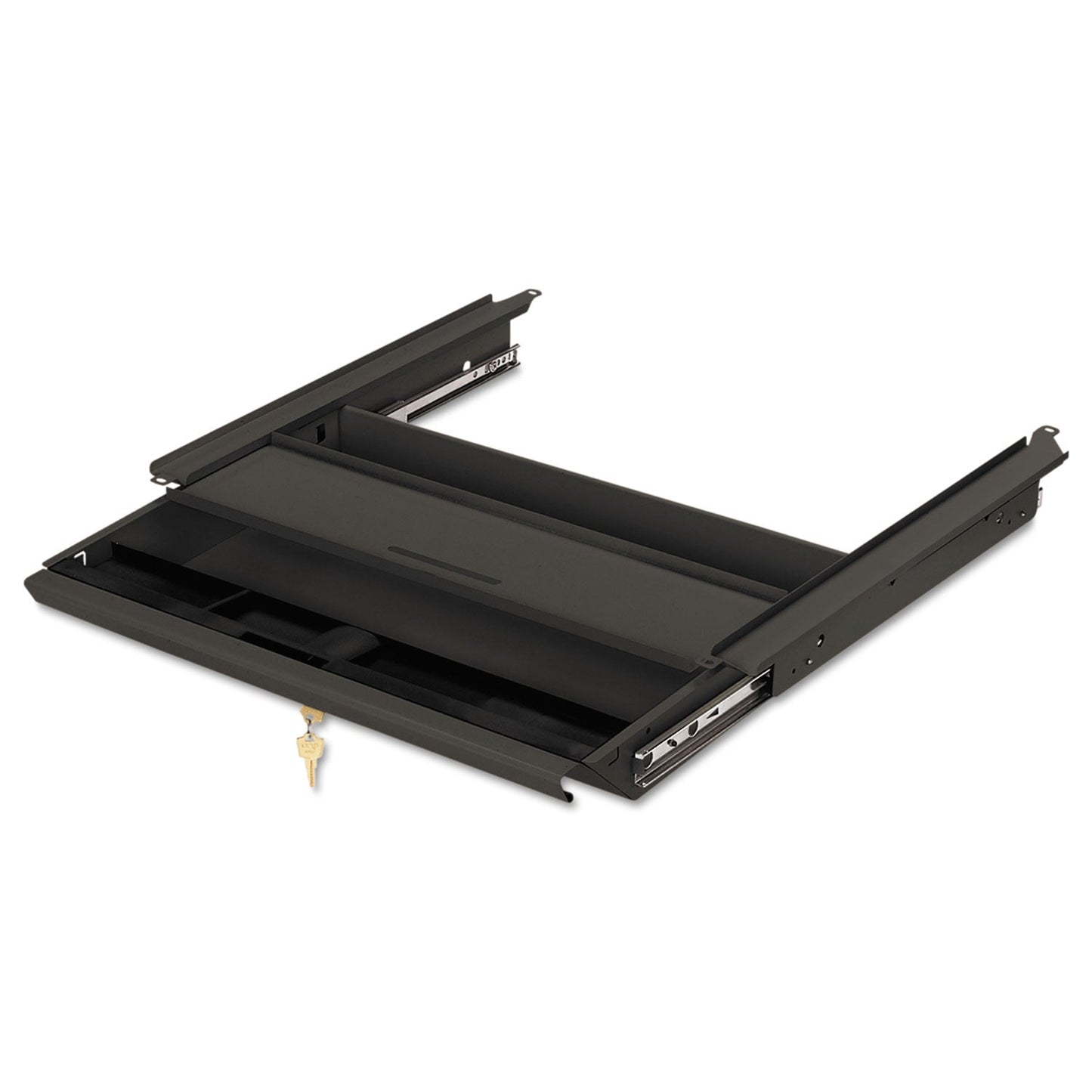 HON Center Drawer, Use with 38000 Series, Stationmaster, Metal, 19w x 14.75d x 3h, Charcoal