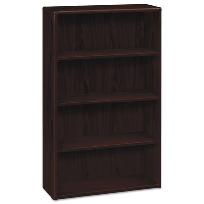HON 10700 Series Wood Bookcase, Four-Shelf, 36w x 13.13d x 57.13h, Mahogany