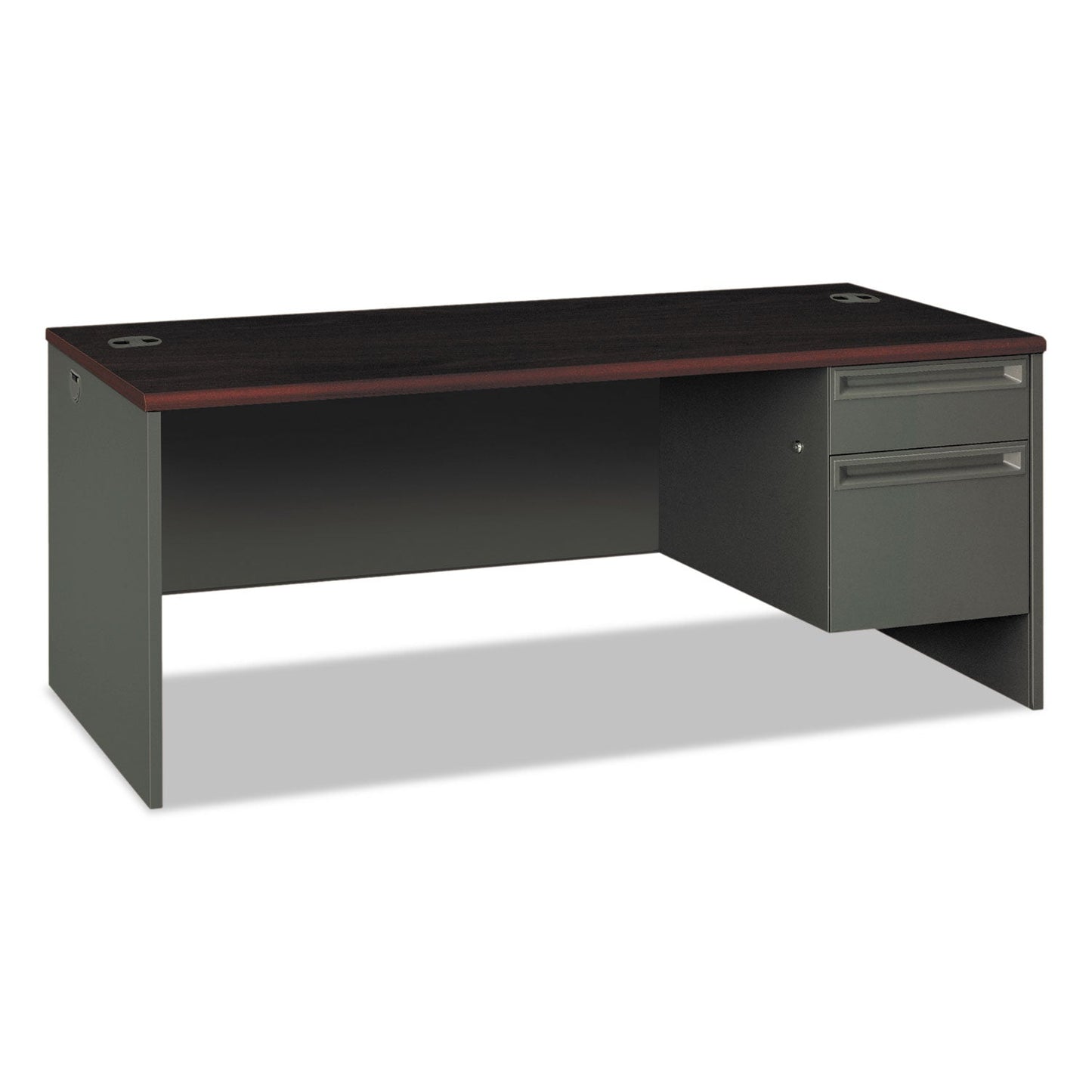 HON 38000 Series Right Pedestal Desk, 72" x 36" x 29.5", Mahogany/Charcoal