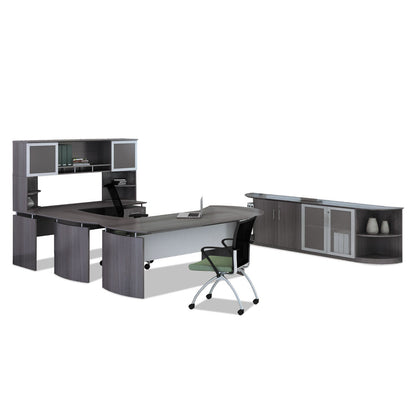 Safco Medina Series Laminate Curved Desk Top, 72" x 36", Gray Steel