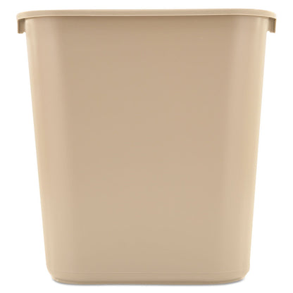 Rubbermaid Deskside Plastic Wastebasket, Rectangular, 7 gal, Beige