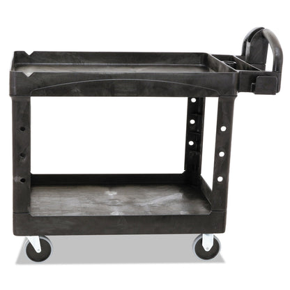 Rubbermaid Heavy-Duty Utility Cart with Lipped Shelves, Plastic, 2 Shelves, 500 lb Capacity, 25.9" x 45.2" x 32.2", Black