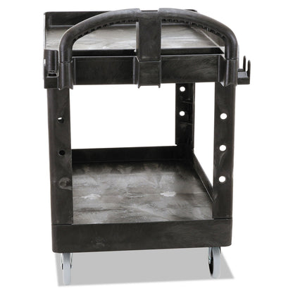 Rubbermaid Heavy-Duty Utility Cart with Lipped Shelves, Plastic, 2 Shelves, 500 lb Capacity, 25.9" x 45.2" x 32.2", Black