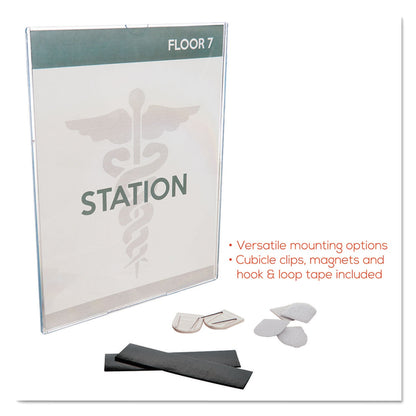 deflecto Superior Image Cubicle Sign Holder, 8.5 x 11 Insert, Clear