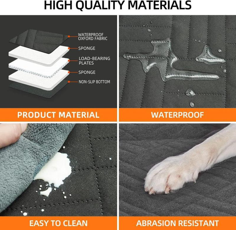 Hard Bottom Dog Car Seat Cover - Folding Passenger Seat Design, 100% Waterproof Pet Hammock with Mesh Window for Cars & Suvs (270LBS Support)