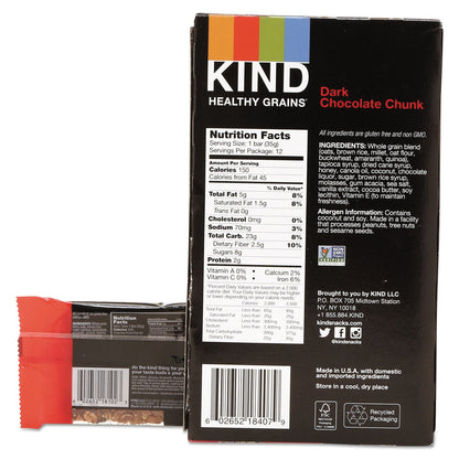 KIND Healthy Grains Bar, Dark Chocolate Chunk, 1.2 oz, 12/Box