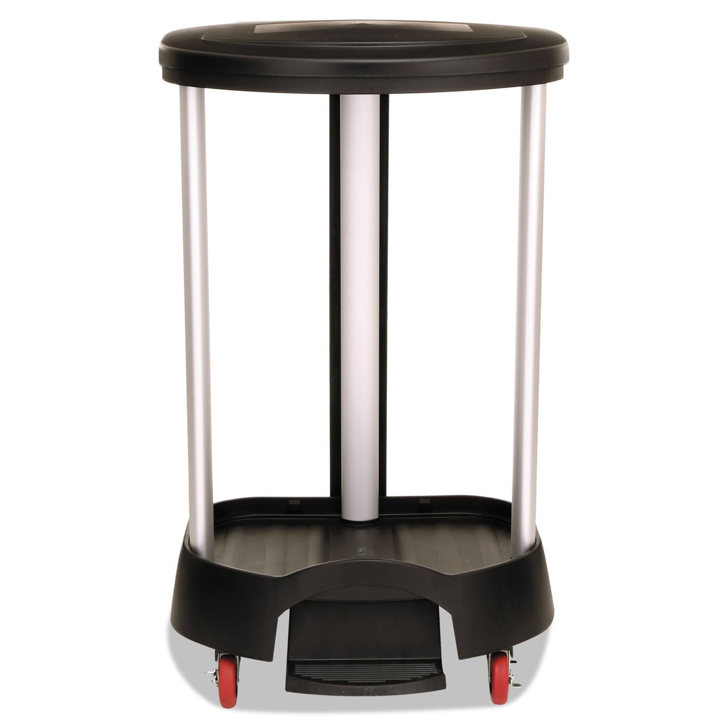 Rubbermaid Premium Step-On Linen Hamper, 30 gal, 20.38w x 22.25d x 37.88h, Aluminum/Plastic, Black
