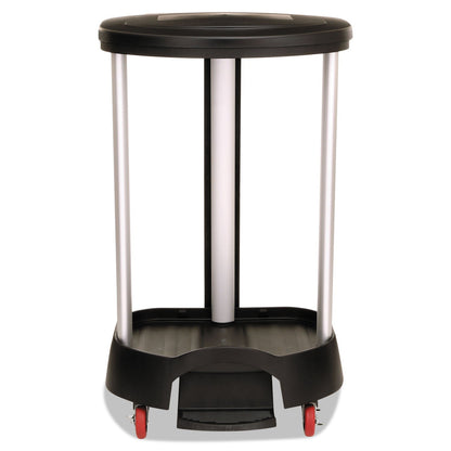 Rubbermaid Premium Step-On Linen Hamper, 30 gal, 20.38w x 22.25d x 37.88h, Aluminum/Plastic, Black