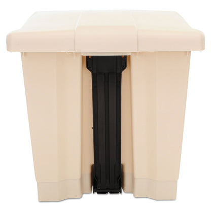Rubbermaid Indoor Utility Step-On Waste Container, Square, Plastic, 8 gal, Beige