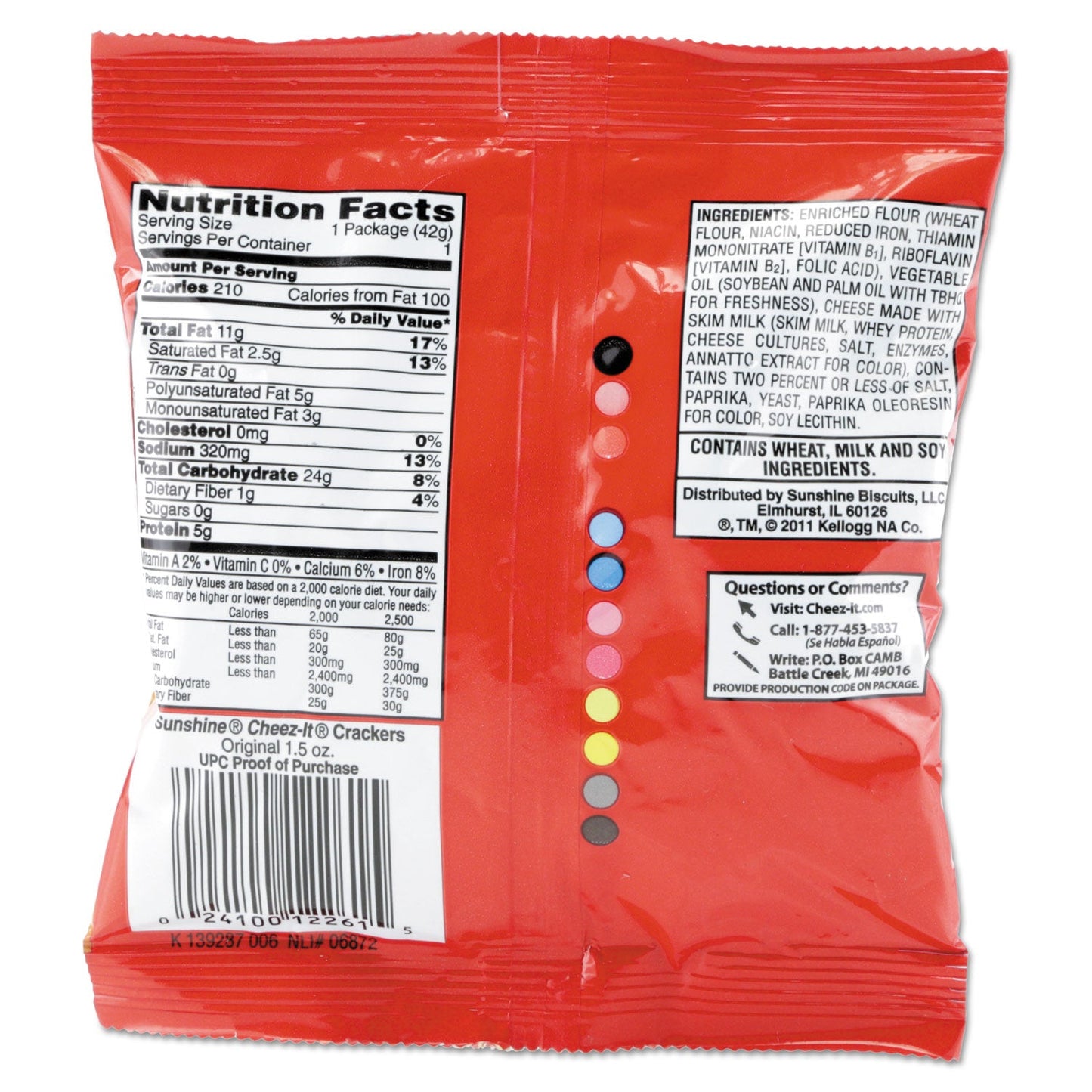 Sunshine Cheez-it Crackers, Original, 1.5 oz Pack, 45 Packs/Carton
