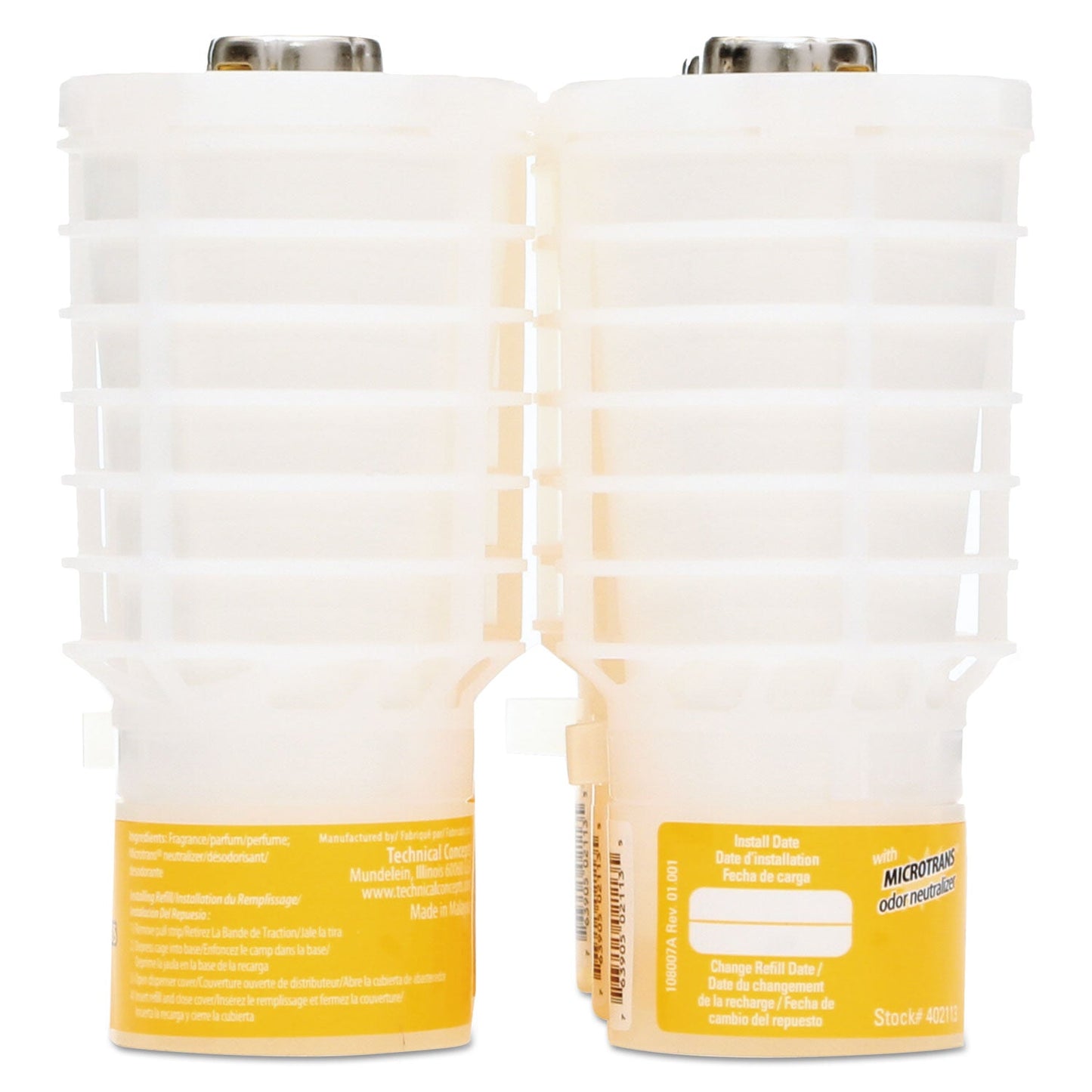 Rubbermaid TCell Microtrans Odor Neutralizer Refill, Citrus, 1.62 oz, 6/Carton