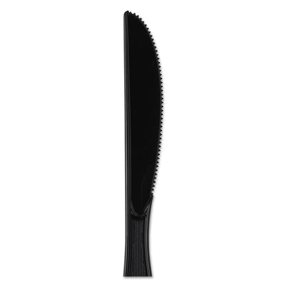 Dixie Plastic Cutlery, Heavy Mediumweight Knives, Black, 1,000/Carton