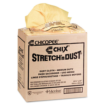 Chix Stretch 'n Dust Cloths, 23.25 x 24, Orange/Yellow, 20/Bag, 5 Bags/Carton
