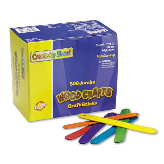 Creativity Street Colored Wood Craft Sticks, 6" x 0.75", Assorted, 500/Box