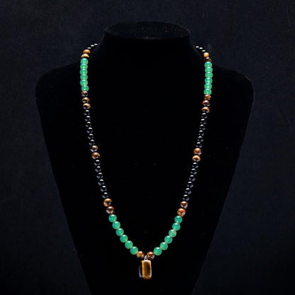 ARPURRAINA Money Attraction Necklace with Greenaventurine & Tiger Eye Pendant Healing Crystal Stone ，Anniversary, Vacation &Theme Parties Jewelry Charms Abundance Crystal Bracelet，Long Chain，Sweater Chain，Ideal Gift Jewelry for Men and Women