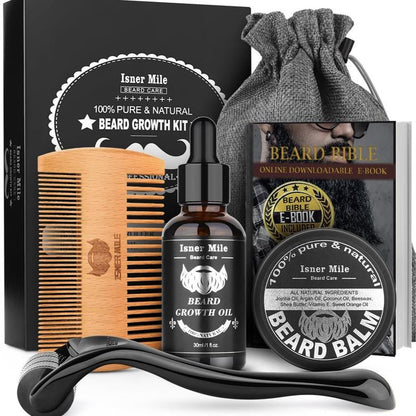 Valentine'S Day Gift Beard Grooming Kit, Men'S Gift Kit with Beard Oil for Beard, Beard & Mustache Facial Hair Care, Conditioner Balm, Handmade Comb, Storage Bag, Gifts for Men Him Dad Father Husband Boyfriend, Cozyvibes
