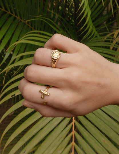Textured Wrapped Cross Ring