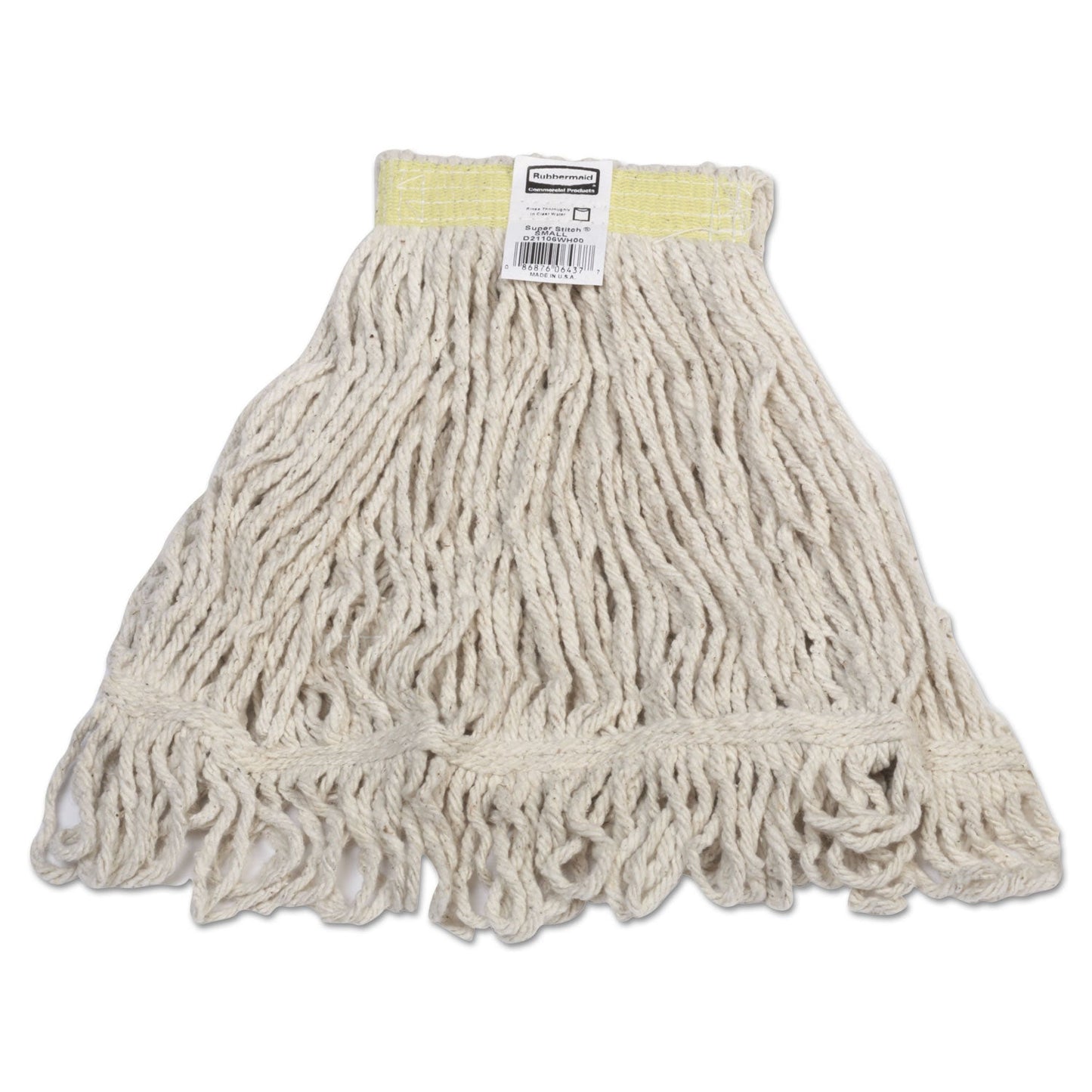 Rubbermaid Super Stitch Blend Mop, Cotton/Synthetic, Small, White, 6/Carton