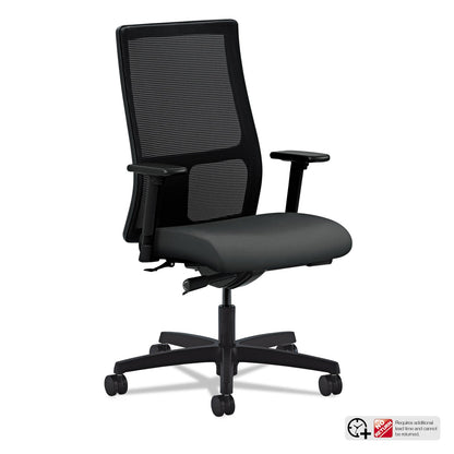 HON Ignition Series Mesh Mid-Back Work Chair, Supports Up to 300 lb, 17.5" to 22" Seat Height, Iron Ore Seat, Black Back/Base