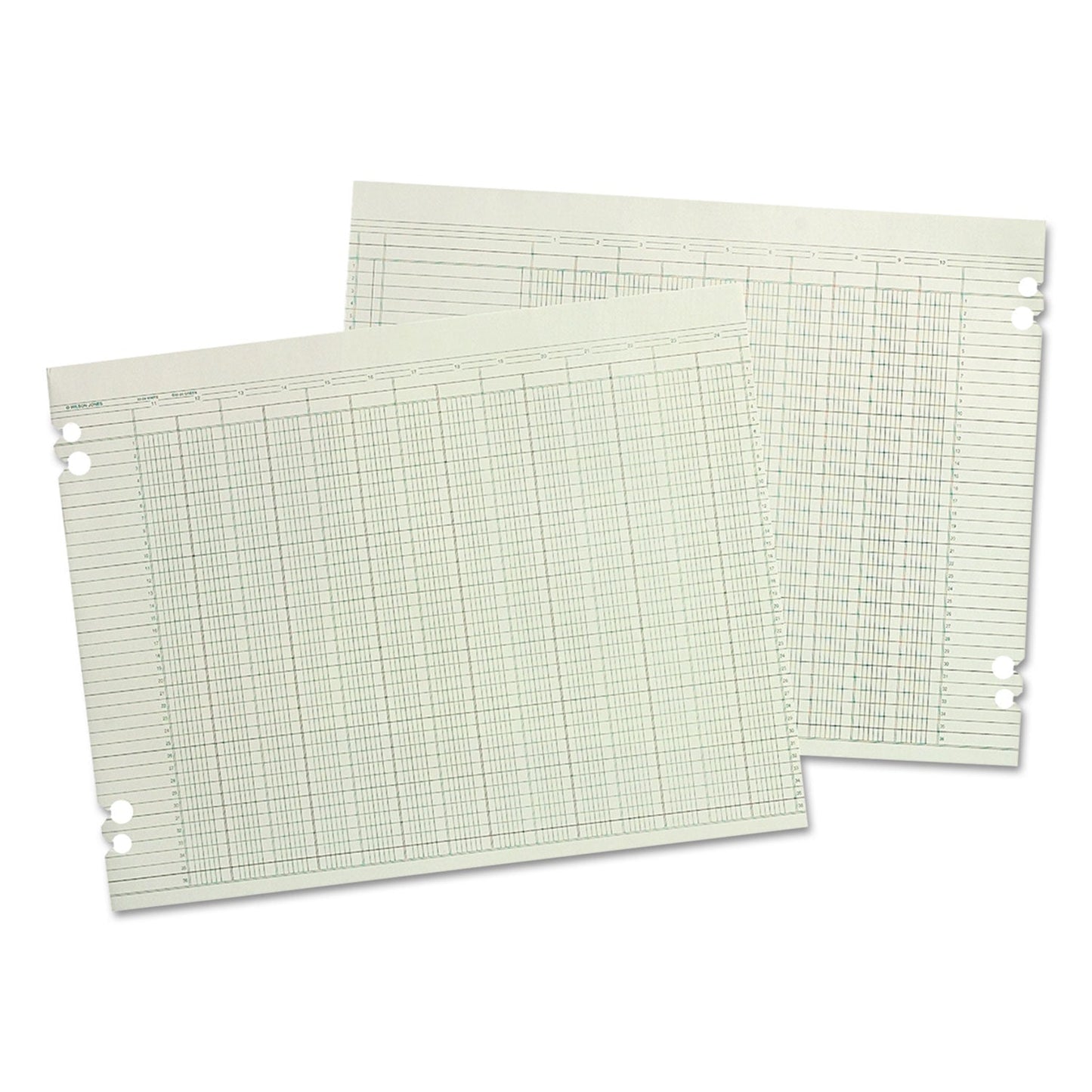 Wilson Jones Accounting Sheets, 24 Columns, 9.25 x 11.88, Green, Loose Sheet, 100/Pack