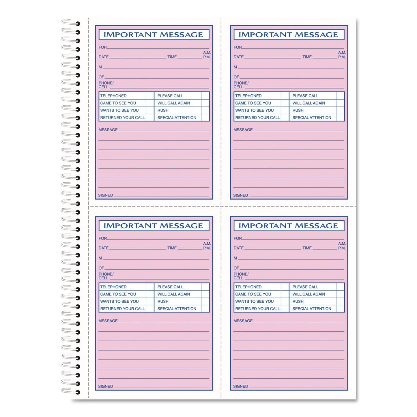 TOPS Telephone Message Book, Fax/Mobile Section, Two-Part Carbonless, 5.5 x 3.88, 4/Page, 400 Forms