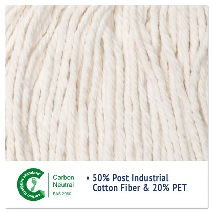 Boardwalk Super Loop Wet Mop Head, Cotton/Synthetic Fiber, 5" Headband, Medium Size, White, 12/Carton
