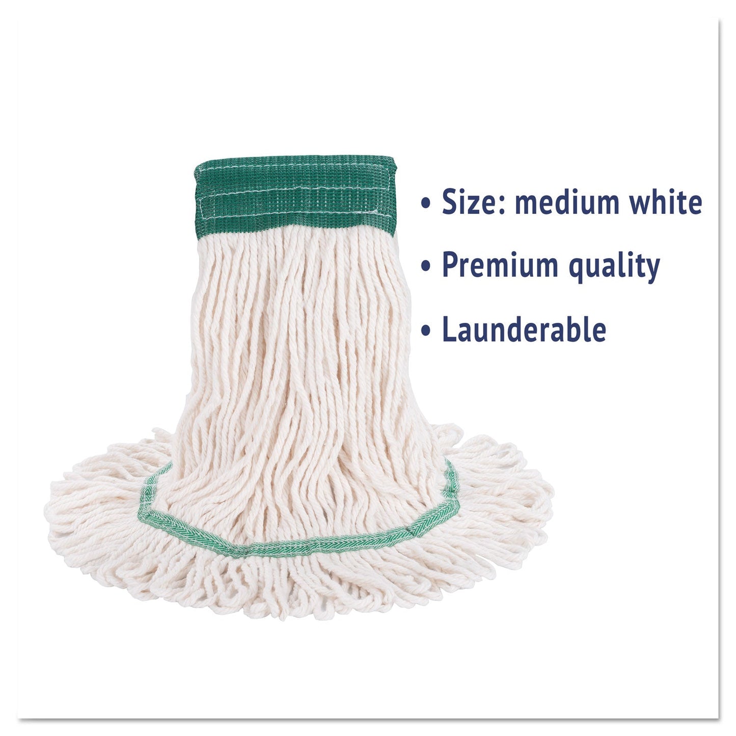 Boardwalk Super Loop Wet Mop Head, Cotton/Synthetic Fiber, 5" Headband, Medium Size, White, 12/Carton