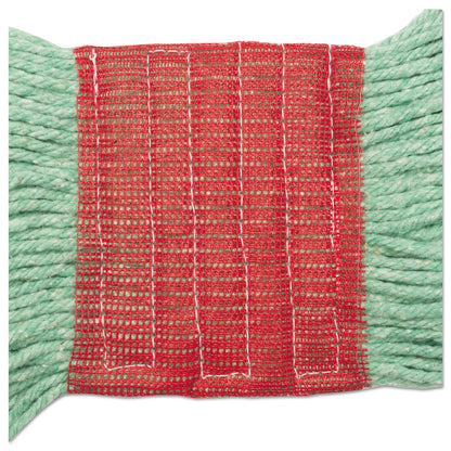 Boardwalk Super Loop Wet Mop Head, Cotton/Synthetic Fiber, 5" Headband, Large Size, Green, 12/Carton