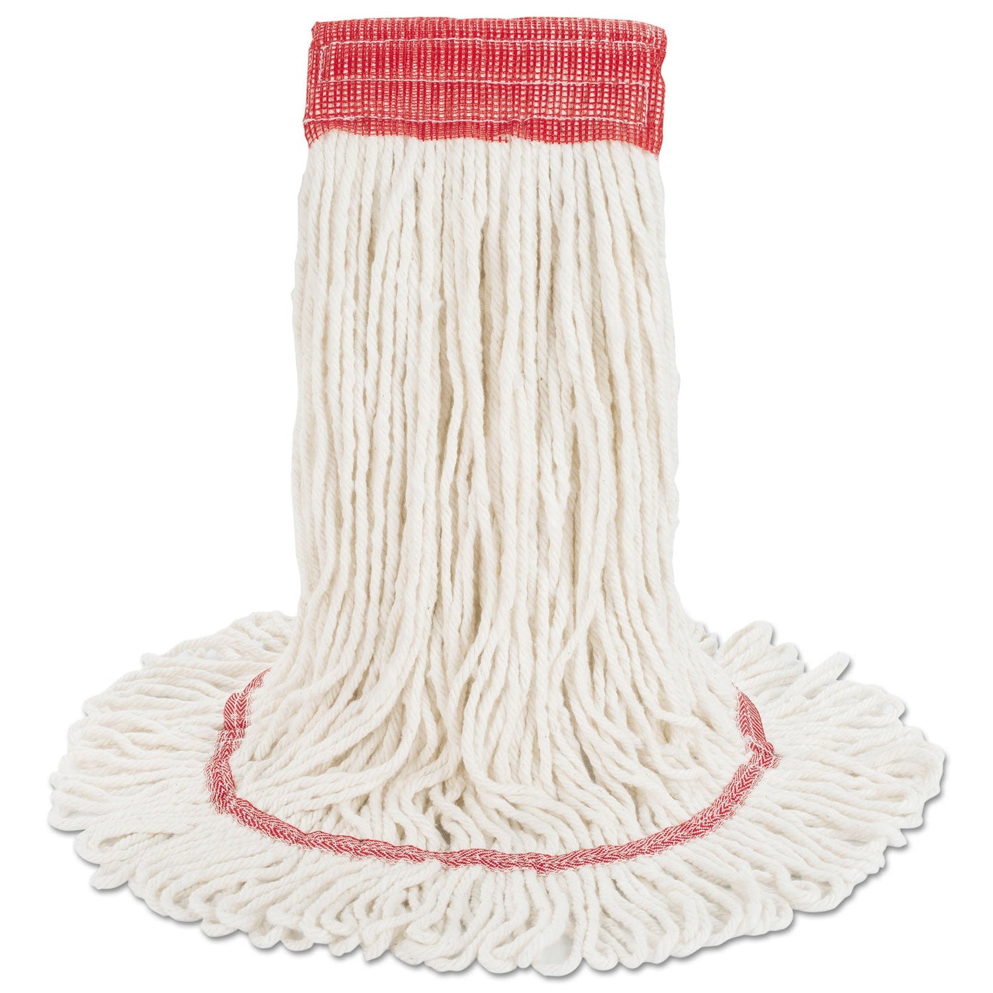 Boardwalk Super Loop Wet Mop Head, Cotton/Synthetic Fiber, 5" Headband, Large Size, White, 12/Carton