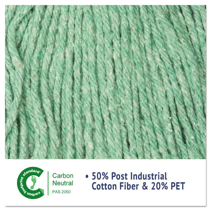 Boardwalk Super Loop Wet Mop Head, Cotton/Synthetic Fiber, 5" Headband, Large Size, Green, 12/Carton