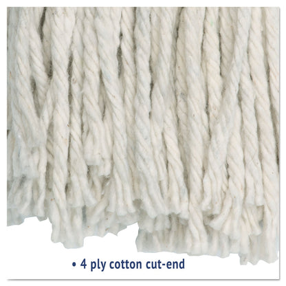 Boardwalk Cut-End Wet Mop Head, Cotton, White, #20, 12/Carton