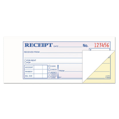 TOPS Money and Rent Receipt Books, Two-Part Carbonless, 2.75 x 7.19, 1/Page, 100 Forms