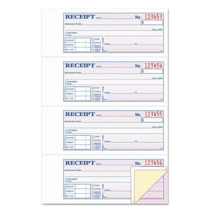 TOPS Money/Rent Receipt Books, Three-Part Carbonless, 2.75 x 7.13, 4/Page, 100 Forms